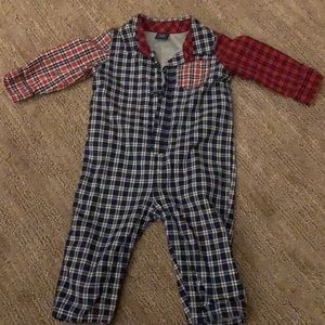 Baby Gap blue/red plaid one piece outfit. Size 6-12 months.